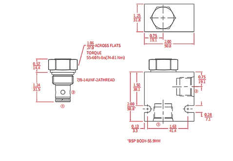 ICV10-C20ボールバルブ、チェックバルブの性能/寸法/断面図