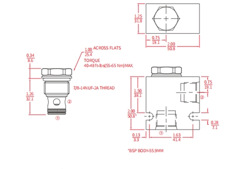 ICV10-B20のポペットバルブ、チェックバルブ (高圧) の性能/寸法/断面図