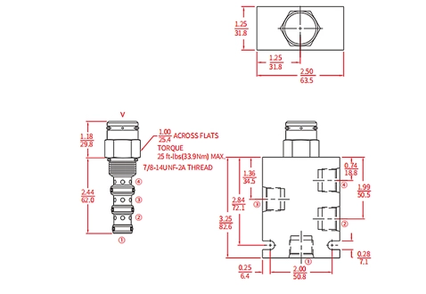 IPD10-40パイロット3ウェイスプールバルブの性能/寸法/断面図