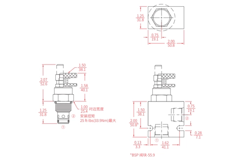 INV10-20ニードルバルブの性能/寸法/断面図