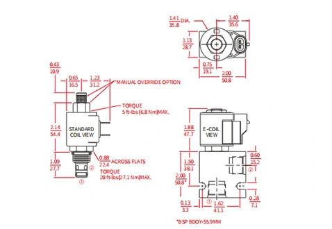 ISV08-20ポペット2ウェイN.C.のパフォーマンス/寸法/断面図ソレノイド弁