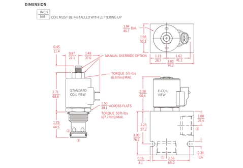 ISV16-B20ポペット2ウェイN.C.のパフォーマンス/寸法/断面図ソレノイド弁