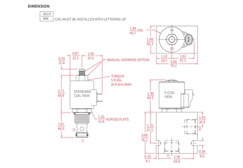 ISV12-22ポペット2ウェイN.C.のパフォーマンス/寸法/断面図ソレノイド弁