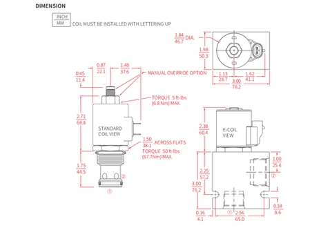 ISV16-20ポペット2ウェイN.C.のパフォーマンス/寸法/断面図ソレノイド弁